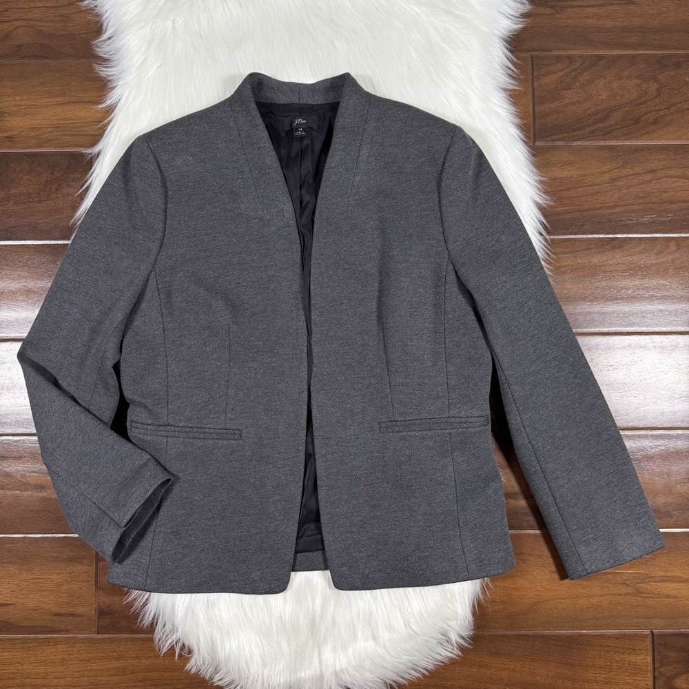 J. Crew Women's Size 14 Gray Going‎ Out Stretch Twill Blazer Jacket H2743